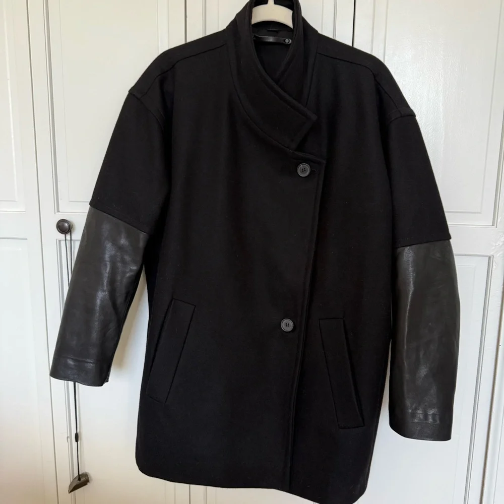 EUC ALL SAINTS Meade Lambskin Sleeves Coat - Picture 10 of 13